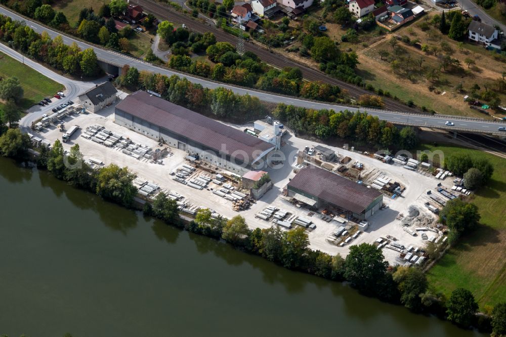 Aerial image Neuendorf - Mixed concrete and building materials factory of of bwb Betonwerk Neuendorf GmbH & Co. KG on Mainlaende in the district Langenprozelten in Neuendorf in the state Bavaria, Germany