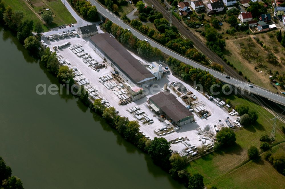Aerial photograph Neuendorf - Mixed concrete and building materials factory of of bwb Betonwerk Neuendorf GmbH & Co. KG on Mainlaende in the district Langenprozelten in Neuendorf in the state Bavaria, Germany