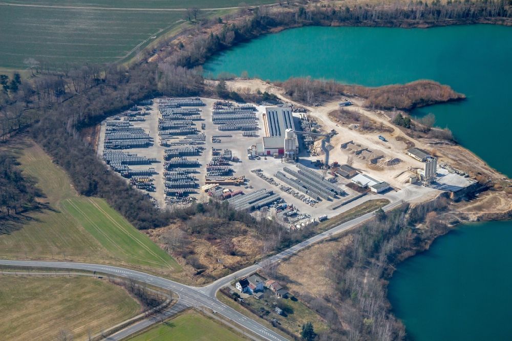 Parthenstein from the bird's eye view: Mixed concrete and building materials factory of Kieswek Niemeier in Parthenstein in the state Saxony, Germany