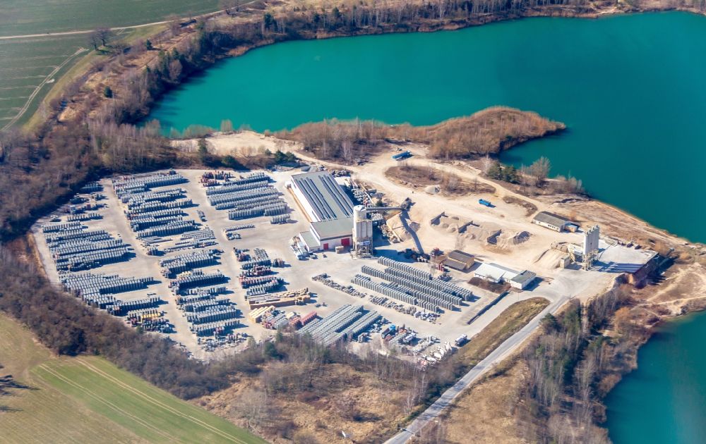 Aerial image Parthenstein - Mixed concrete and building materials factory of Kieswek Niemeier in Parthenstein in the state Saxony, Germany