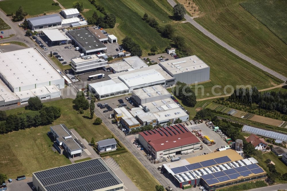 Sulz am Neckar from above - Building and grounds of the company Edelstahlservice Sulz GmbH in the commercial area in Sulz am Neckar in the state Baden-Wurttemberg, Germany