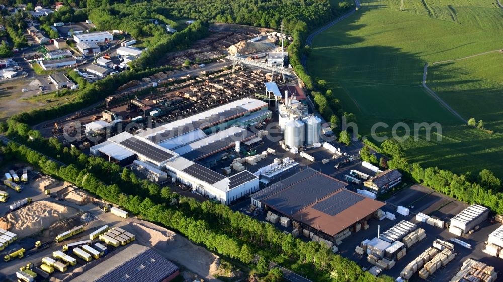 Aerial photograph Oberhonnefeld-Gierend - Company premises of I. van Roje & Sohn Saegewerk und Holzhandlung GmbH & Co. KG in Oberhonnefeld-Gierend in the state Rhineland-Palatinate, Germany