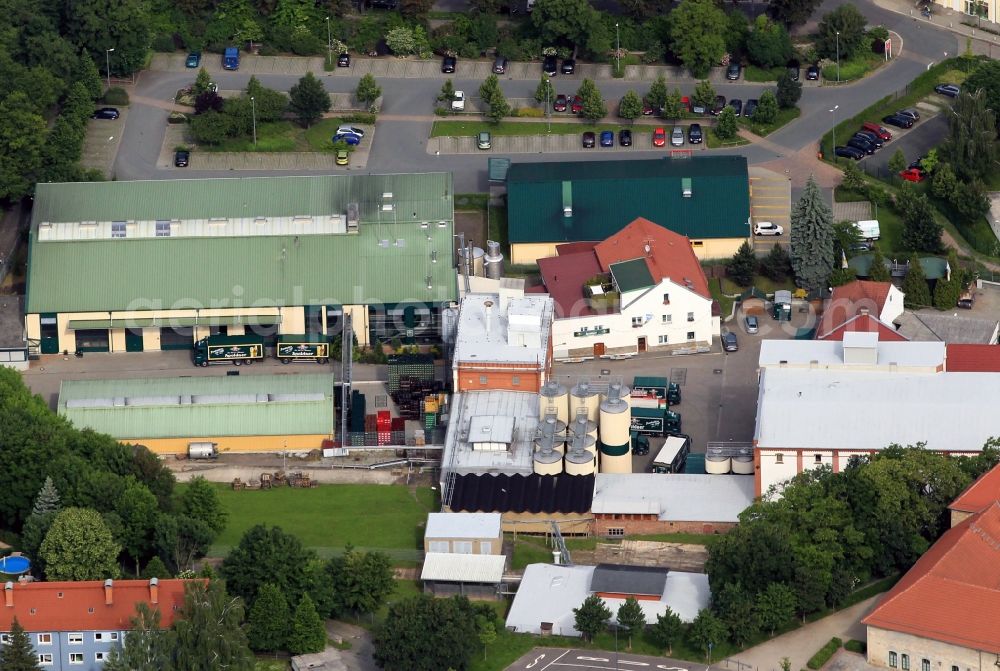 Apolda from above - The premises of Apolda brewery is located on the Topfmarkt in Apolda in Thuringia. The traditional brewery is one of the oldest company in the city