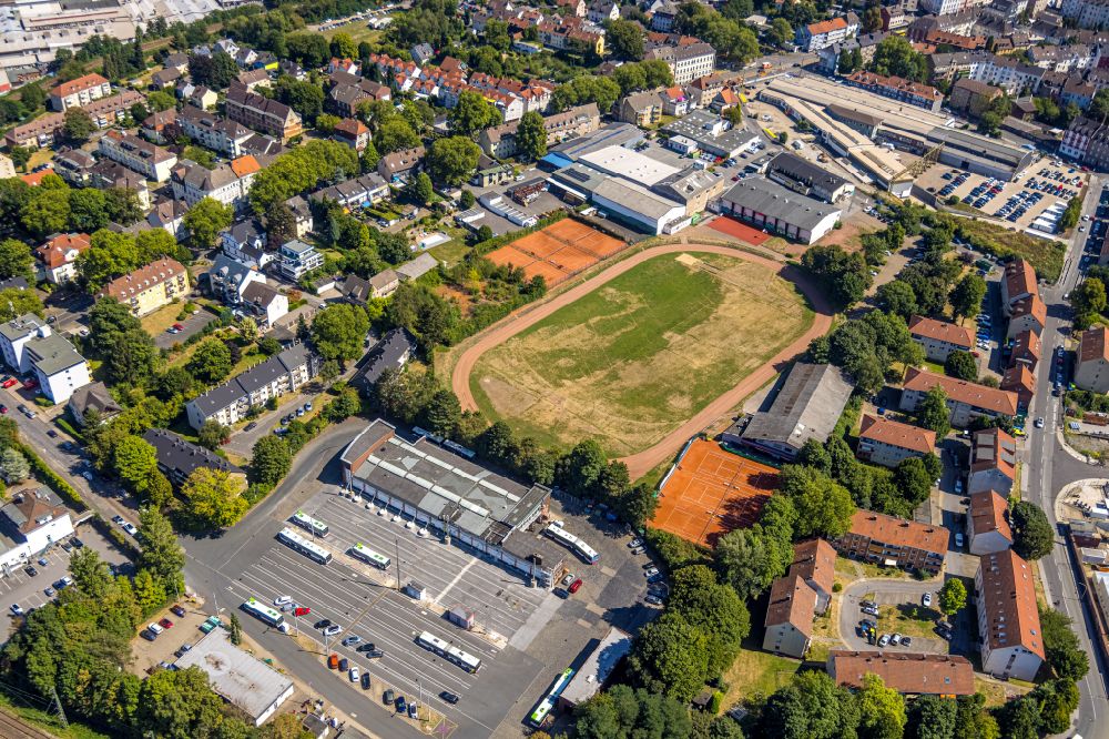 Aerial image Witten - Site of the depot of the Bus- Company on street Crengeldanzstrasse in Witten in the state North Rhine-Westphalia, Germany