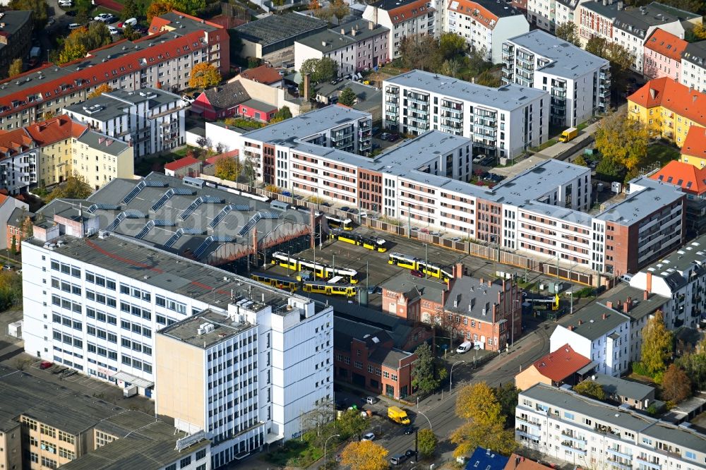 Berlin from the bird's eye view: Site of the depot of the of BVG on Wendenschlossstrasse in the district Koepenick in Berlin, Germany