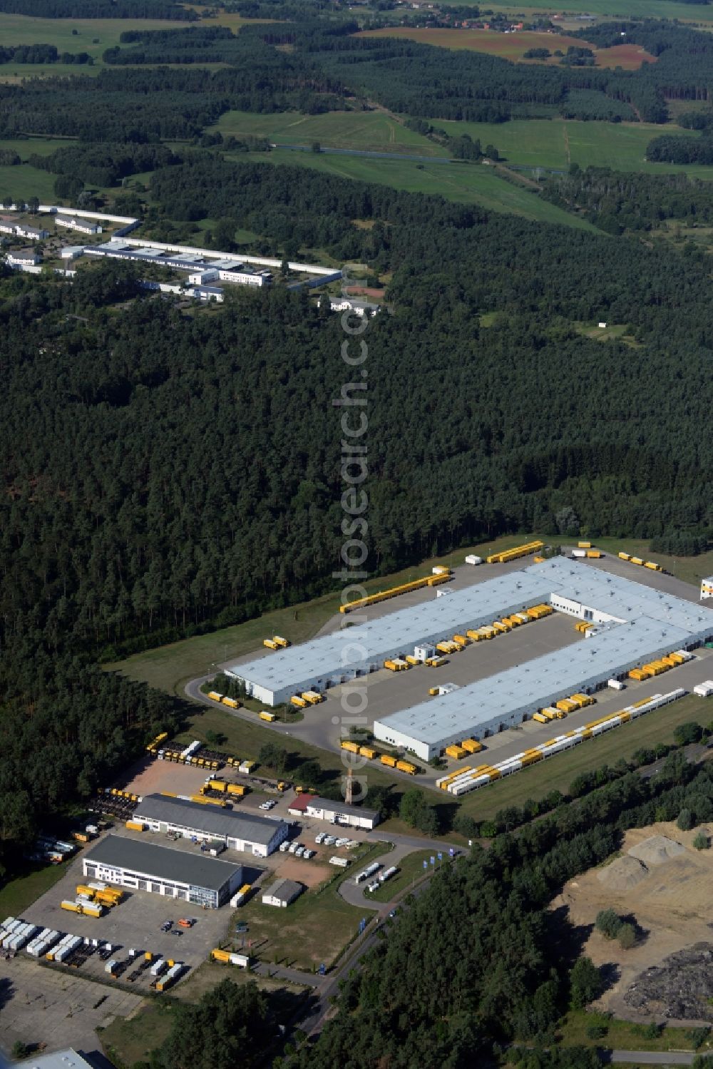 Aerial photograph Neustrelitz - Site of the depot of the DHL Frachtzentrum Neustrelitz in Neustrelitz in the state Mecklenburg - Western Pomerania