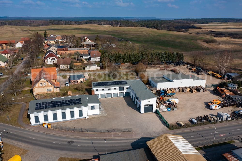 Tornow from above - Site of the depot of the of Elektroanlagenbau Freier & Kueter GmbH in Tornow in the state Brandenburg, Germany
