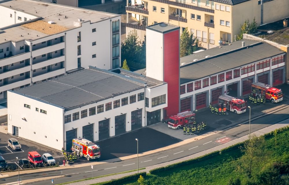 Aerial photograph Meschede - Grounds of the fire depot on Fritz-Honsel-Strasse in Meschede in the state North Rhine-Westphalia