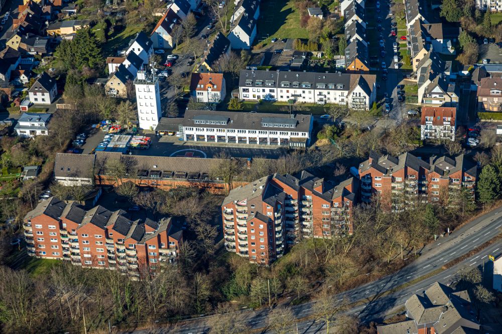 Aerial image Castrop-Rauxel - Grounds of the fire depot on street Frebergstrasse in Castrop-Rauxel at Ruhrgebiet in the state North Rhine-Westphalia, Germany