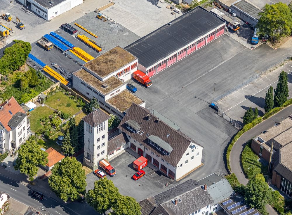 Werl from above - Grounds of the fire depot on Grafenstrasse in the district Westoennen in Werl in the state North Rhine-Westphalia, Germany