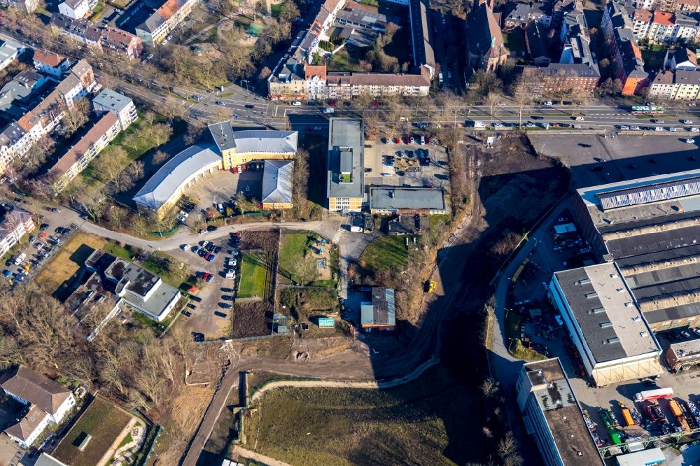 Aerial image Bochum - Grounds of the fire depot on on Bessemerstrasse - Baarestrasse in the district Wiemelhausen in Bochum in the state North Rhine-Westphalia, Germany