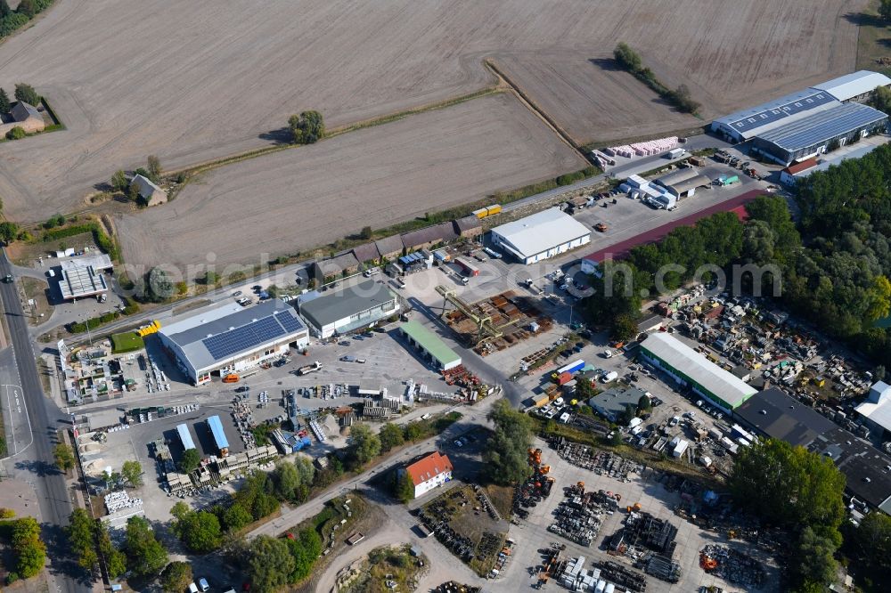 Mittenwalde from the bird's eye view: Depot with the headquarters of GAAC Commerz GmbH in the commercial area Mittenwalde in Brandenburg