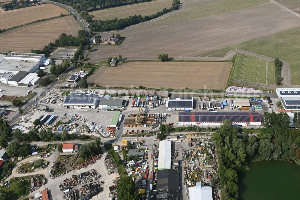 Mittenwalde from above - Depot with the headquarters of GAAC Commerz GmbH in the commercial area Mittenwalde in Brandenburg