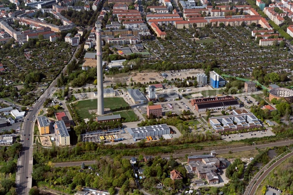 Leipzig from above - Site of the depot of the of Netz Leipzig GmbH in the district Connewitz in Leipzig in the state Saxony, Germany