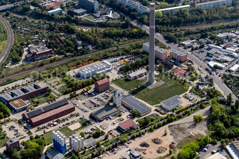 Leipzig from the bird's eye view: Site of the depot of the of Netz Leipzig GmbH in the district Connewitz in Leipzig in the state Saxony, Germany