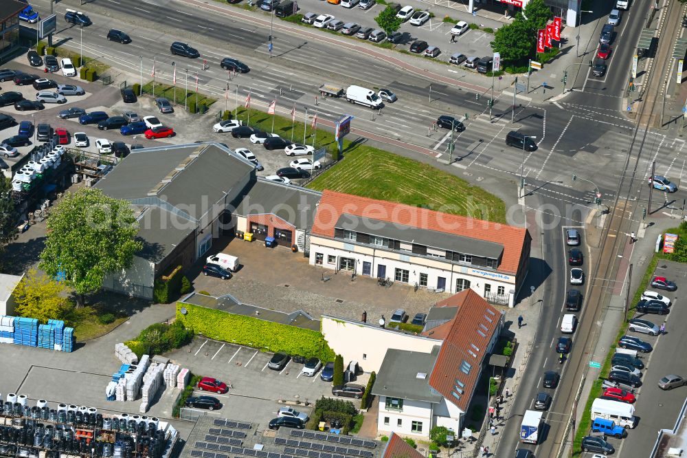 Aerial image Berlin - Site of the depot of the of Pegel Pumpenanlagen GmbH on street Hultschiner Damm in the district Mahlsdorf in Berlin, Germany