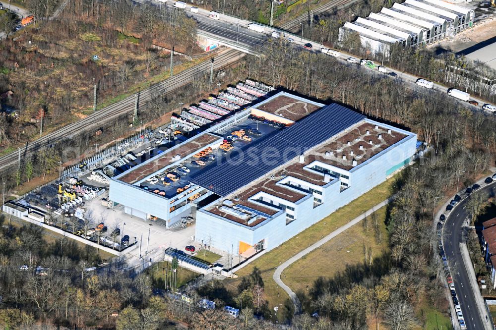 Aerial photograph München - Site of the depot of the Technisches Betriebszentrum of Baureferats of Landeshauptstadt on street Schragenhofstrasse in the district Moosach in Munich in the state Bavaria, Germany