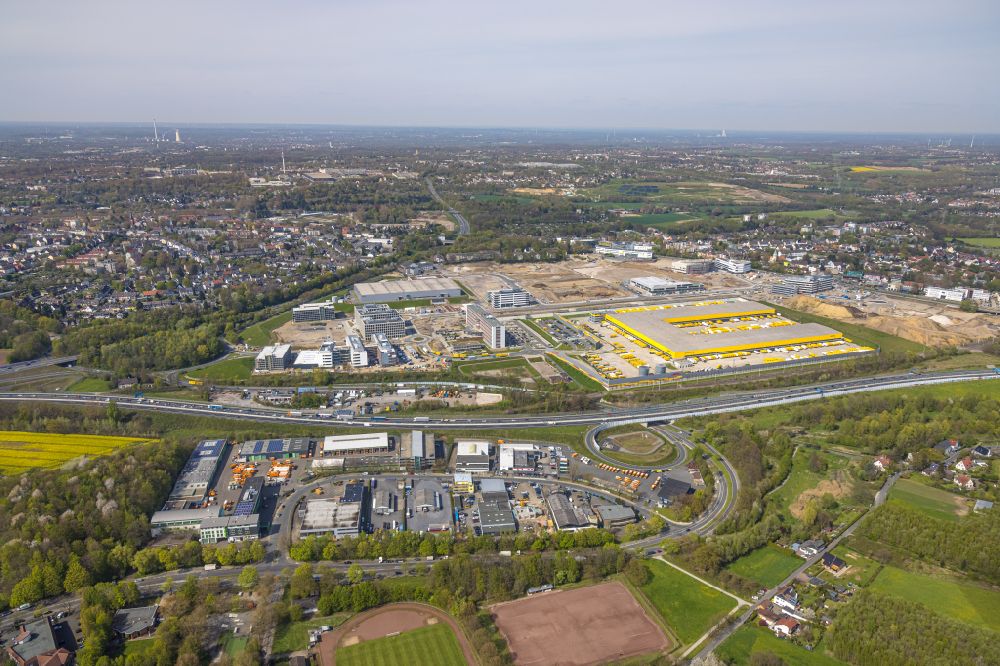 Aerial photograph Bochum - Site of the depot of the USB Bochum GmbH on street Hanielstrasse in the district Querenburg in Bochum at Ruhrgebiet in the state North Rhine-Westphalia, Germany