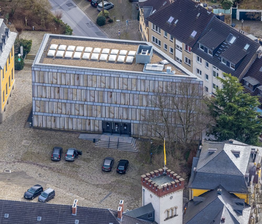 Aerial image Essen - Library Building of Folkwang Bibliothek on Klemensborn in the district Werden in Essen at Ruhrgebiet in the state North Rhine-Westphalia, Germany