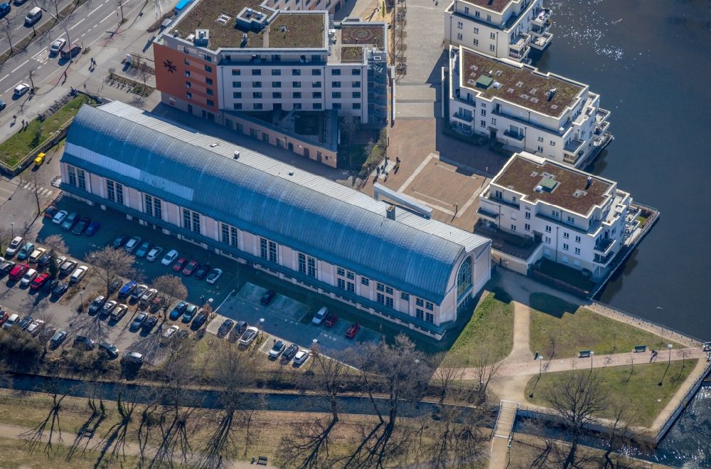 Aerial photograph Berlin - Library Building of Humboldt-Bibliothek on Tegeler Hafen in Berlin, Germany