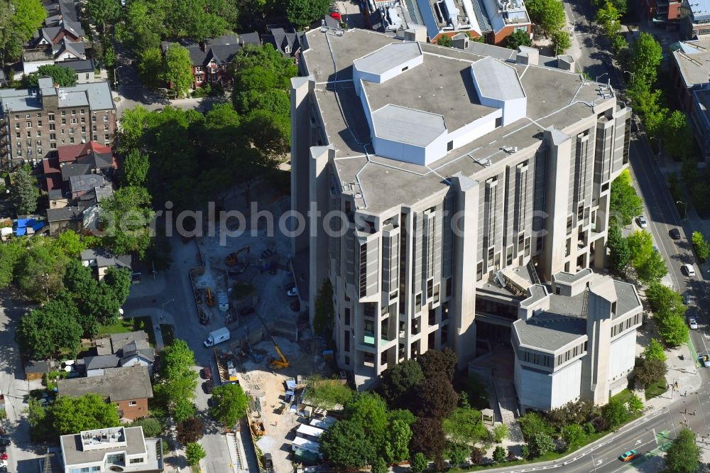 Aerial image Toronto - Library Building of John P. Robarts Research Library on St George Street in Toronto in Ontario, Canada