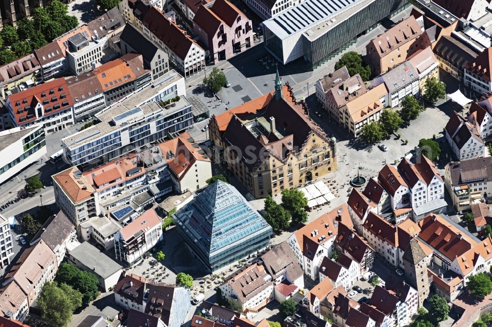 Ulm from the bird's eye view: Library Building of Stadtbibliothek in Ulm in the state Baden-Wuerttemberg, Germany