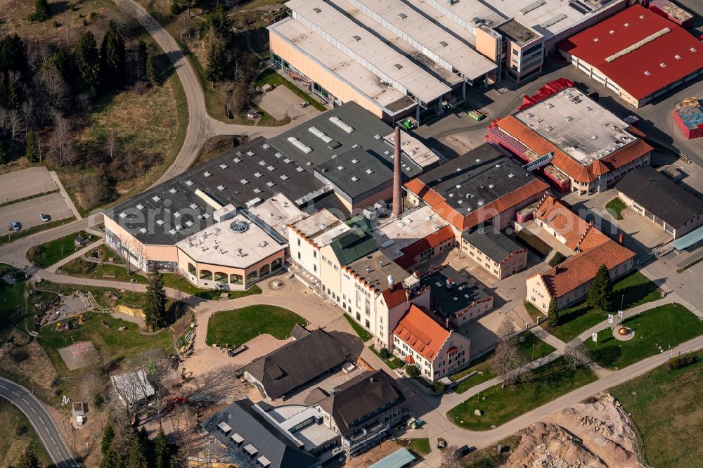 Grafenhausen from the bird's eye view: Building and production halls on the premises of the brewery Badische Staatsbrauerei Rothaus AG in Grafenhausen in the state Baden-Wuerttemberg, Germany