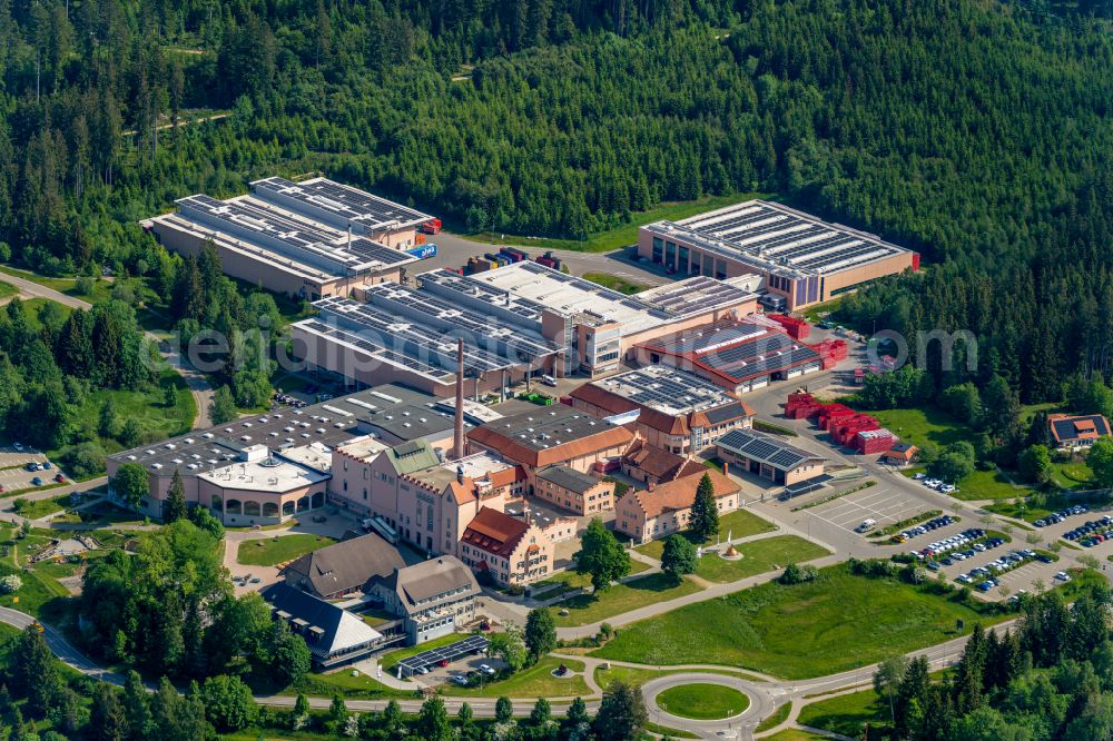 Grafenhausen from the bird's eye view: Building and production halls on the premises of the brewery Badische Staatsbrauerei Rothaus AG in Grafenhausen in the state Baden-Wuerttemberg, Germany