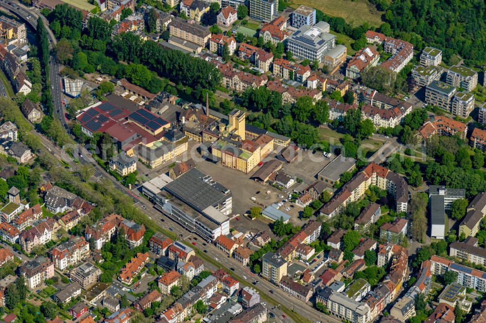 Aerial image Freiburg im Breisgau - Building and production halls on the premises of the brewery Ganter in Freiburg im Breisgau in the state Baden-Wuerttemberg