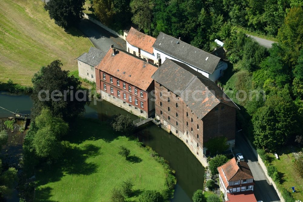 Aerial image Warburg - Building and production halls on the premises of the brewery Warburger Brauerei in the district Dalheim in Warburg in the state North Rhine-Westphalia, Germany