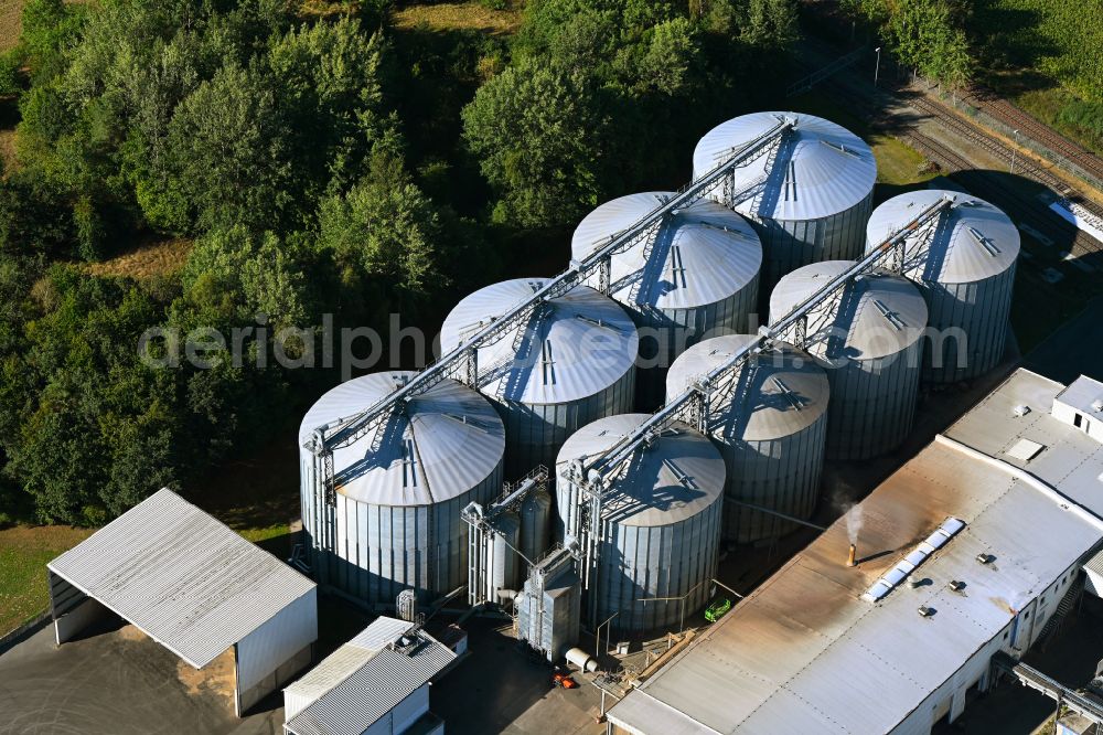 Aerial photograph Falkenhagen - Bio- diesel storage tank system of on street Am Huenengrab in Falkenhagen in the state Brandenburg, Germany