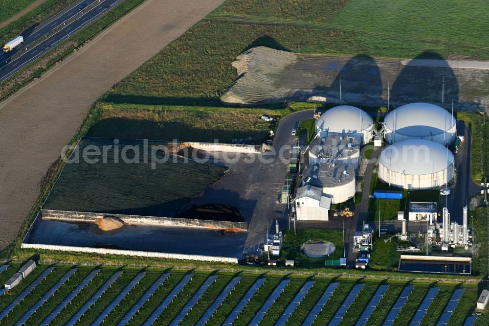 Aerial photograph Oberkrämer - Biogas - plant on solar park in Oberkraemer in Brandenburg