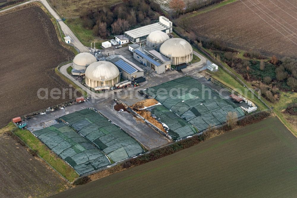 Aerial photograph Neuried - Biogas storage tank in biogas park in Neuried in the state Baden-Wuerttemberg, Germany