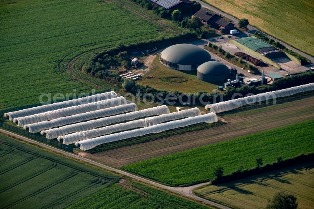 Aerial photograph Olfen - Biogas storage tank in Olfen in the state North Rhine-Westphalia, Germany