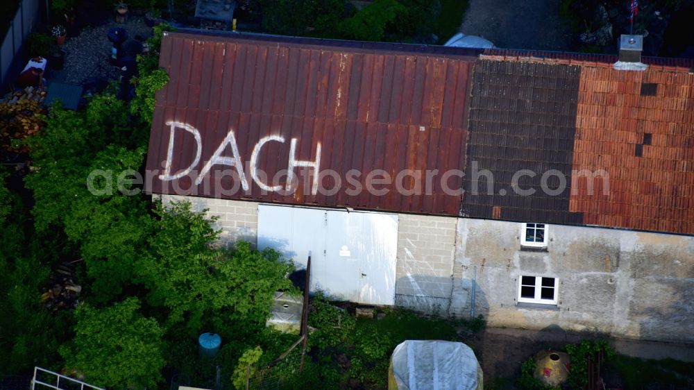 Sankt Katharinen from above - Tin roof with the inscription Roof in Sankt Katharinen in the state Rhineland-Palatinate, Germany