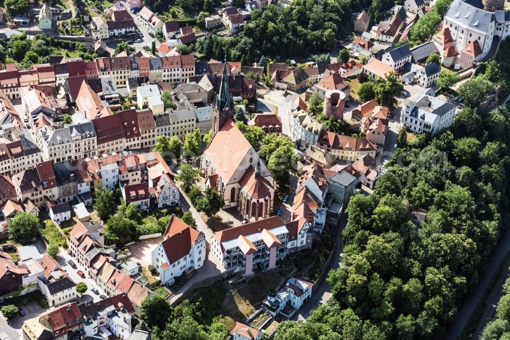 Aerial image Leisnig - View of the castle Mildenstein in Leisnig in Saxony. The castle, which was built in the 10th Century, is the property of the Free State of Saxony and is administered by the state enterprise State Palaces, Castles and Gardens of Saxony. The hill fort has been used since 1890 as a museum by the Leisniger history and ancient society