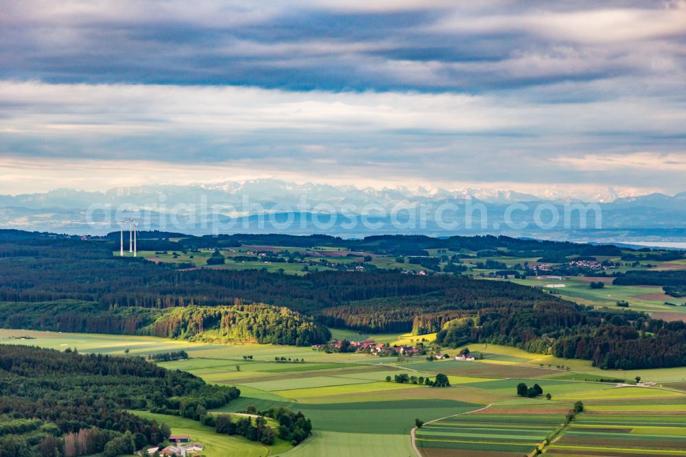 Aerial photograph Großstadelhofen - View of the Alps beyond the lake of constance in Grossstadelhofen in the state Baden-Wuerttemberg, Germany