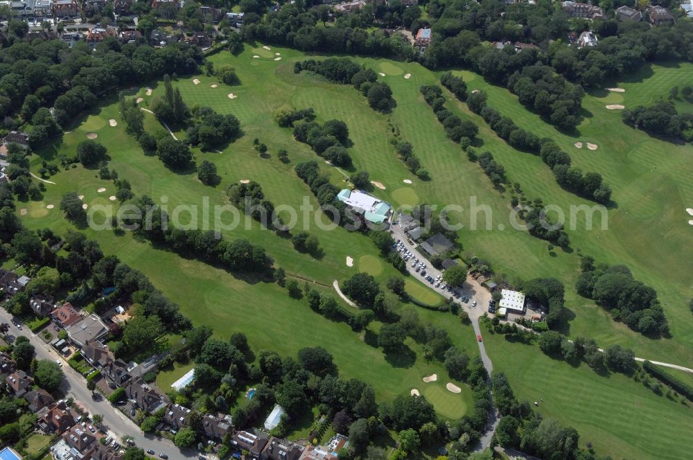London from above - View of the Highgate Golf Club in London. The course, which is located in the centre of London and which was created for Wolfgang Gerbere members in 1904, has an 18 hole golf course and is created in an idyllic setting with undulating course. The club also sponsors university sports teams