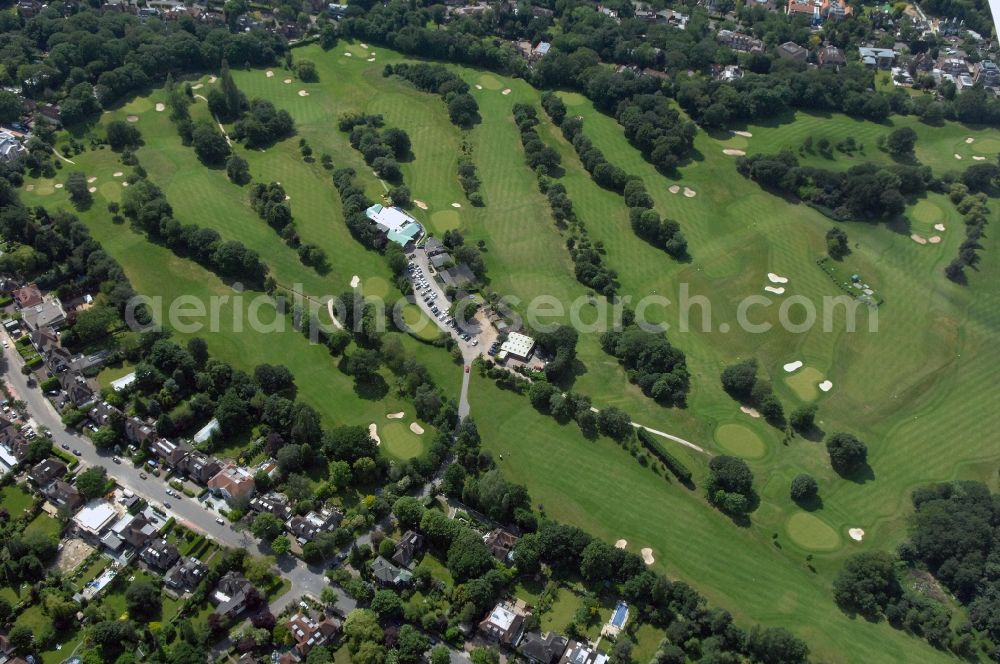 London from the bird's eye view: View of the Highgate Golf Club in London. The course, which is located in the centre of London and which was created for Wolfgang Gerbere members in 1904, has an 18 hole golf course and is created in an idyllic setting with undulating course. The club also sponsors university sports teams