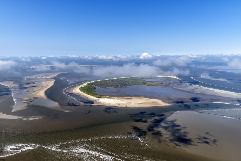 Friedrichskoog from above - View of the nature preserved island Trischen with the Wadden Sea in the North Sea