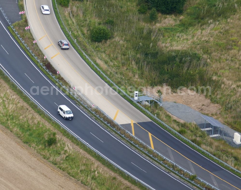 Rosdorf from the bird's eye view: Speed control on the motorway A 38 in Rosdorf in the state Lower Saxony