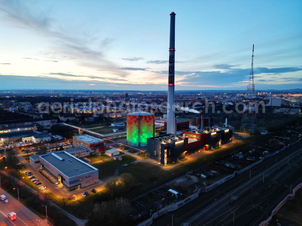 Aerial image Halle (Saale) - Power station plants of the combined heat and power station - regional heat on Dieselstrasse in Halle (Saale) in the state Saxony-Anhalt, Germany