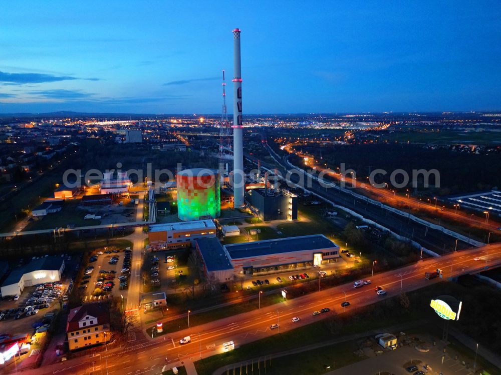 Aerial photograph Halle (Saale) - Power station plants of the combined heat and power station - regional heat on Dieselstrasse in Halle (Saale) in the state Saxony-Anhalt, Germany