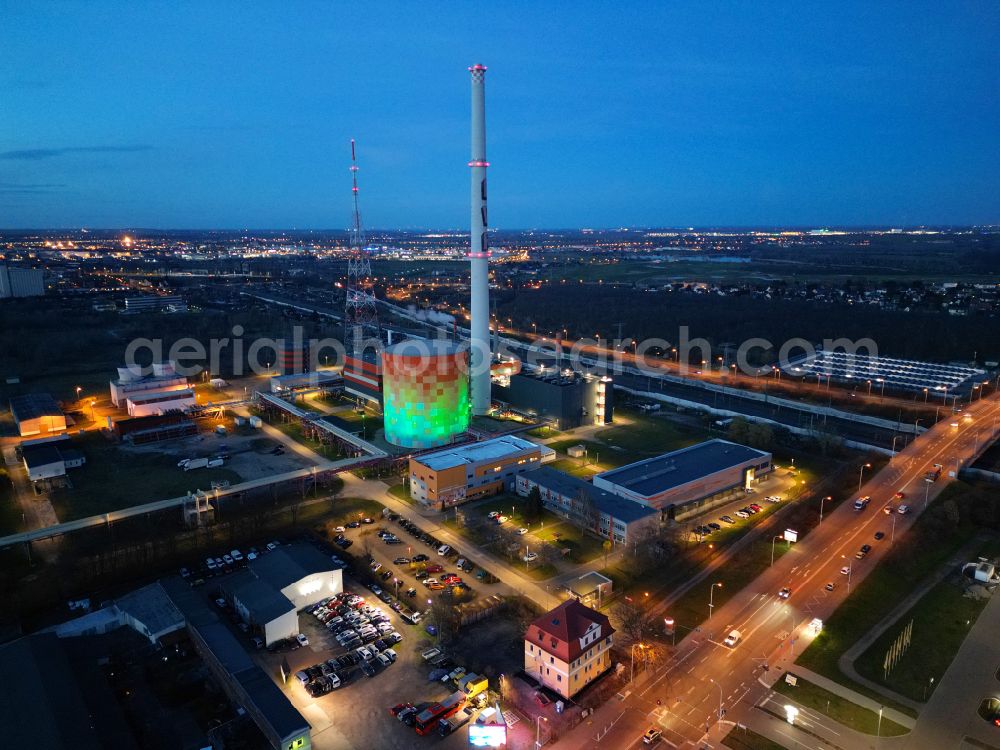 Aerial image Halle (Saale) - Power station plants of the combined heat and power station - regional heat on Dieselstrasse in Halle (Saale) in the state Saxony-Anhalt, Germany
