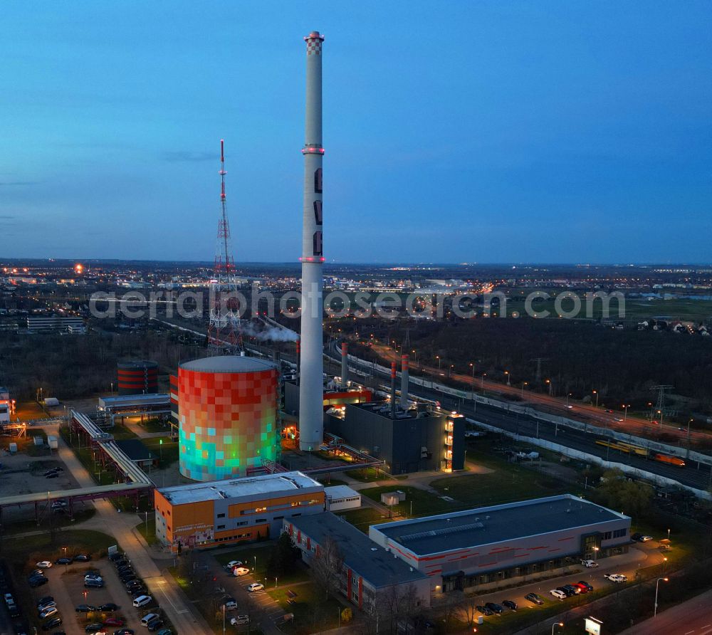 Halle (Saale) from the bird's eye view: Power station plants of the combined heat and power station - regional heat on Dieselstrasse in Halle (Saale) in the state Saxony-Anhalt, Germany