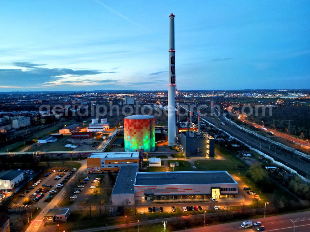 Aerial photograph Halle (Saale) - Power station plants of the combined heat and power station - regional heat on Dieselstrasse in Halle (Saale) in the state Saxony-Anhalt, Germany