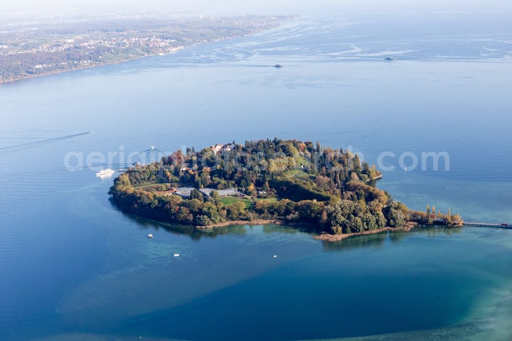 Konstanz from the bird's eye view: Island area Mainau with the village center in Konstanz in the state Baden-Wurttemberg, Germany