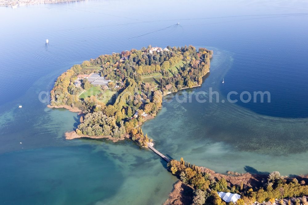 Aerial image Konstanz - Island area Mainau with the village center in Konstanz in the state Baden-Wurttemberg, Germany