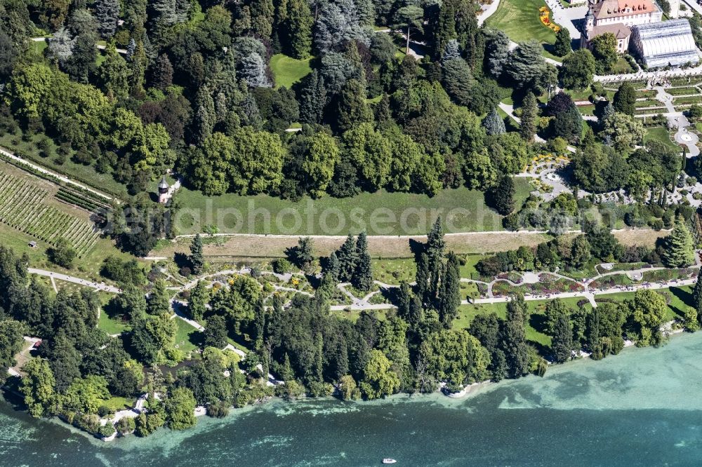 Konstanz from above - Island area Mainau with the village center in Konstanz in the state Baden-Wuerttemberg, Germany