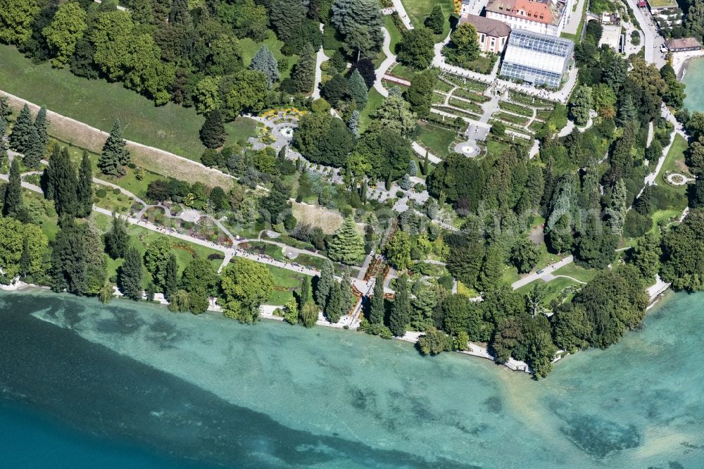 Aerial image Konstanz - Island area Mainau with the village center in Konstanz in the state Baden-Wuerttemberg, Germany